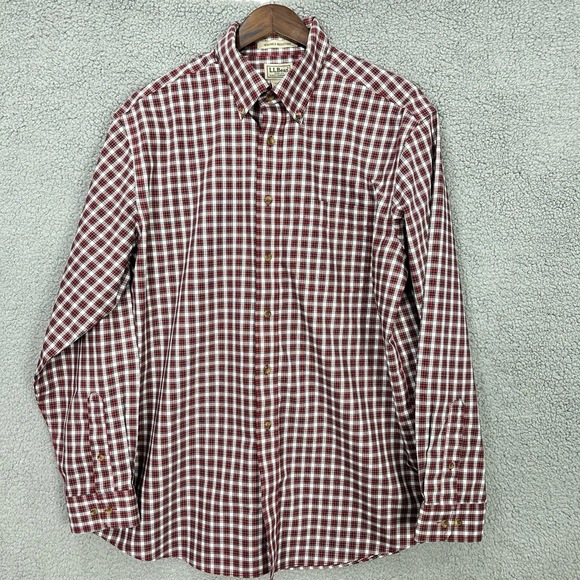 L.L.Bean Plaid Long-Sleeve‎ Button-Down Shirt Collared large Mens - Picture 1 of 5